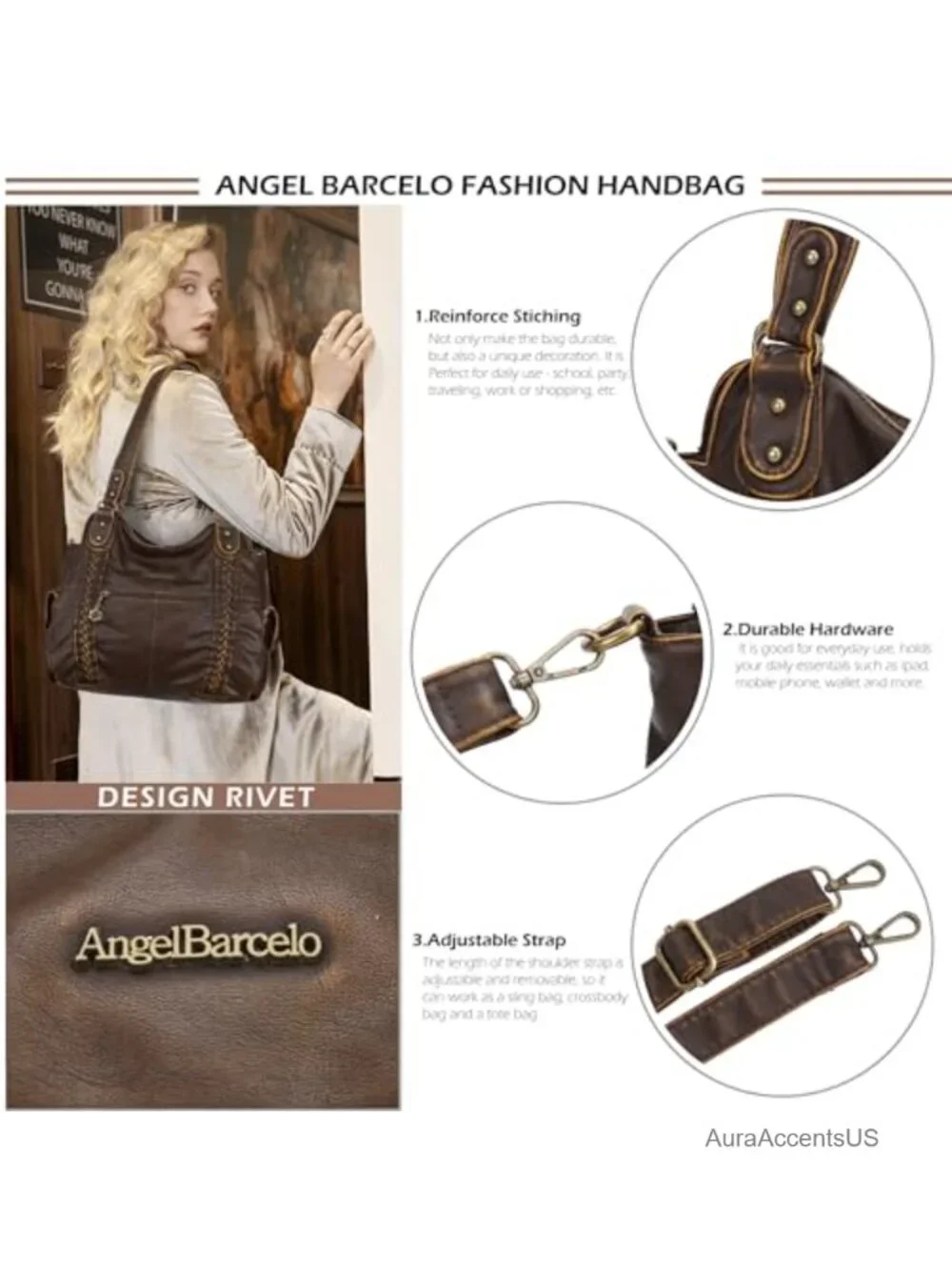Women's Soft PU Leather Hobo Shoulder Bag Crossbody Purse Tote Handbag
